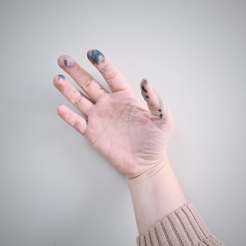 Ink stained fingers